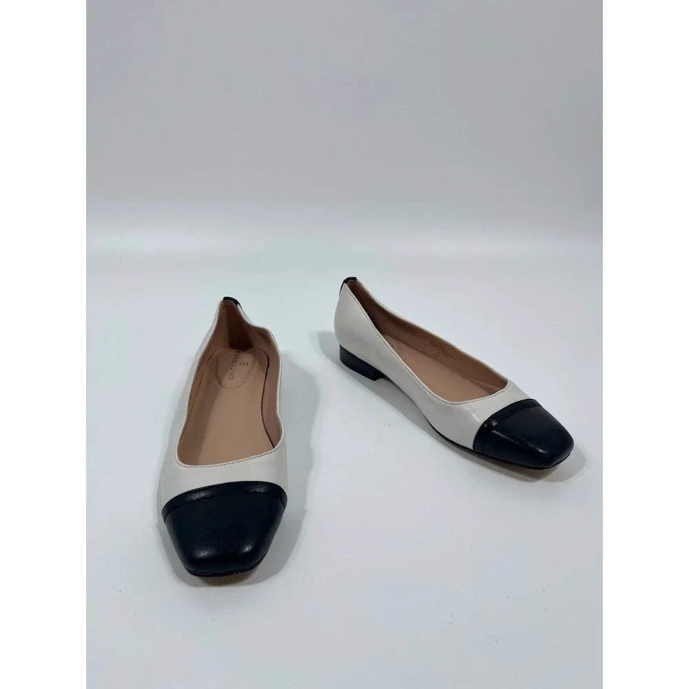 Bandolino Womens 5.5 Ballet Flats White Cap Toe Preppy Chic Minimalist Office